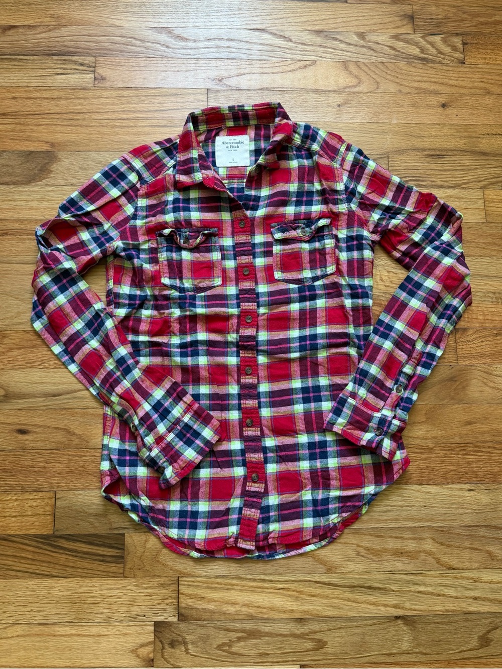 Abercrombie & Fitch Women’s Red Multi Plaid Button-Down Shirt